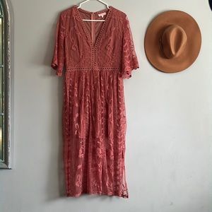 Boho Dress (lace, rose colored)